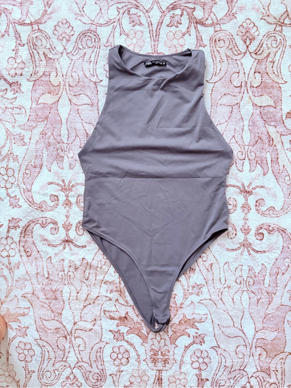 Zara Mauve High-Neck Sleeveless Bodysuit